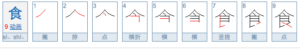 “食”的笔顺是什么？