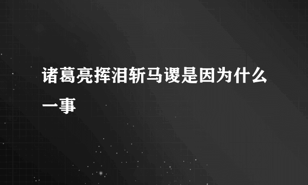 诸葛亮挥泪斩马谡是因为什么一事