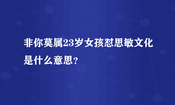 非你莫属23岁女孩怼思敏文化是什么意思？