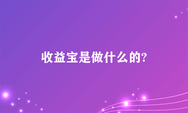 收益宝是做什么的?