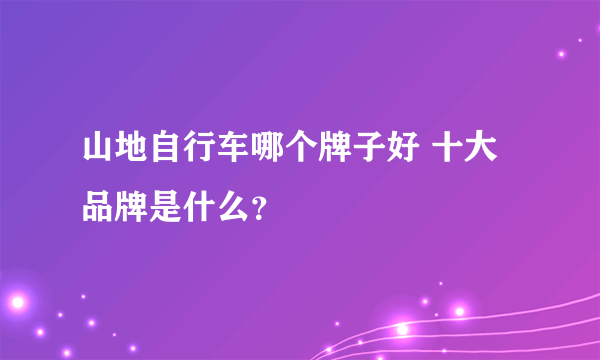 山地自行车哪个牌子好 十大品牌是什么？