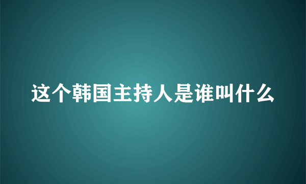 这个韩国主持人是谁叫什么