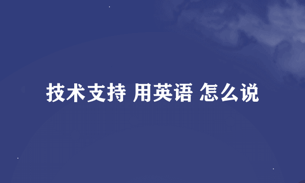 技术支持 用英语 怎么说