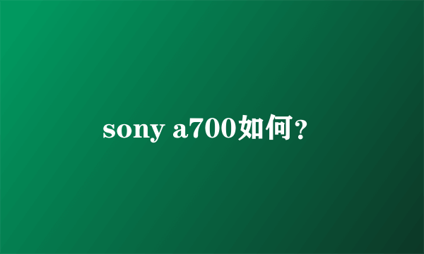 sony a700如何？