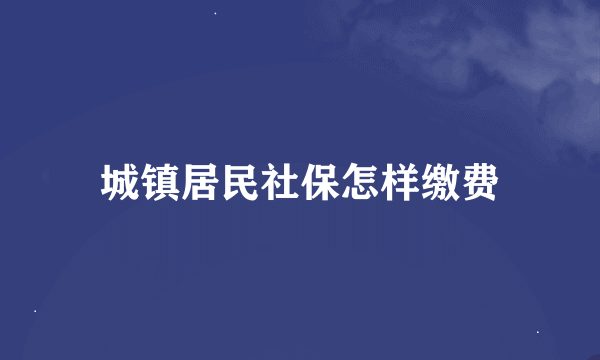 城镇居民社保怎样缴费