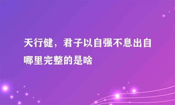 天行健，君子以自强不息出自哪里完整的是啥