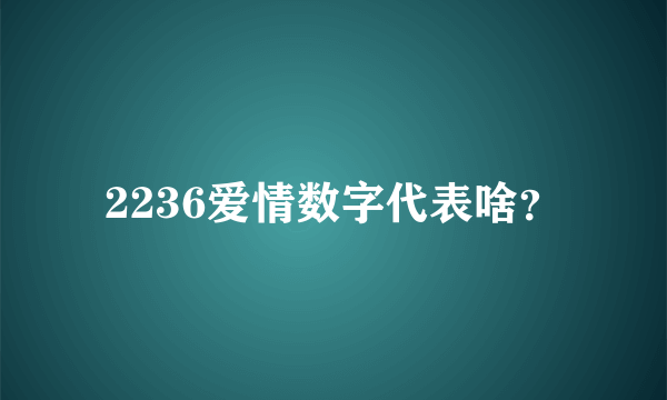 2236爱情数字代表啥？