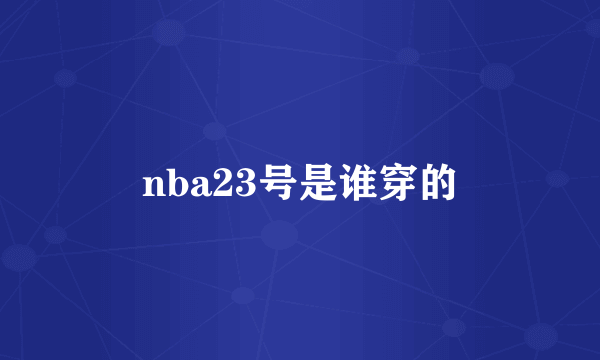 nba23号是谁穿的