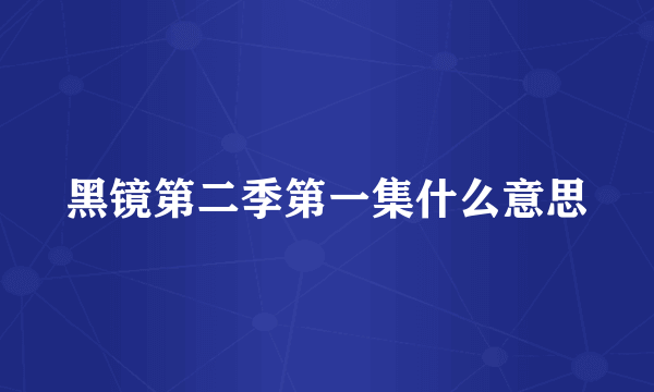 黑镜第二季第一集什么意思