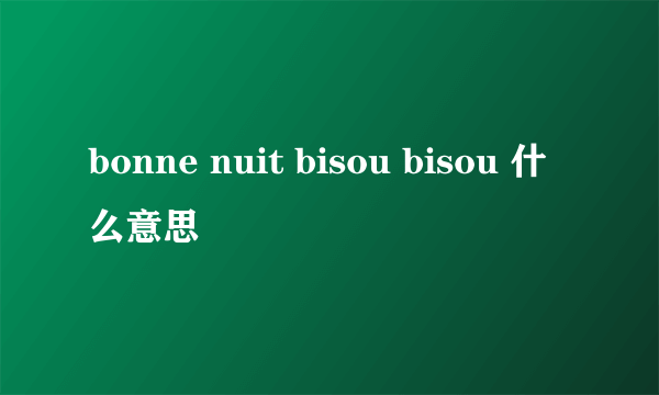 bonne nuit bisou bisou 什么意思