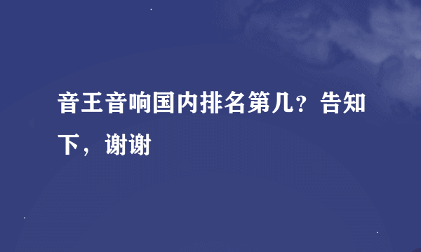 音王音响国内排名第几？告知下，谢谢