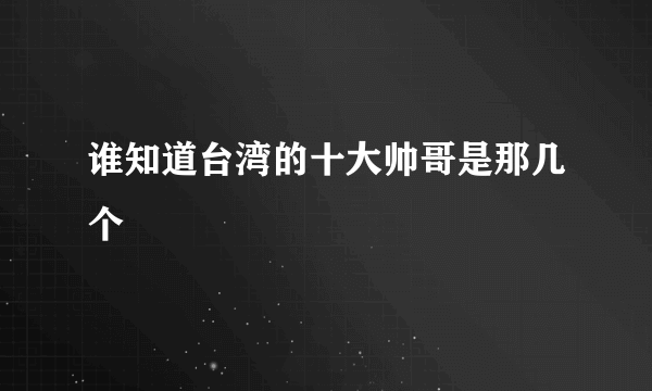 谁知道台湾的十大帅哥是那几个