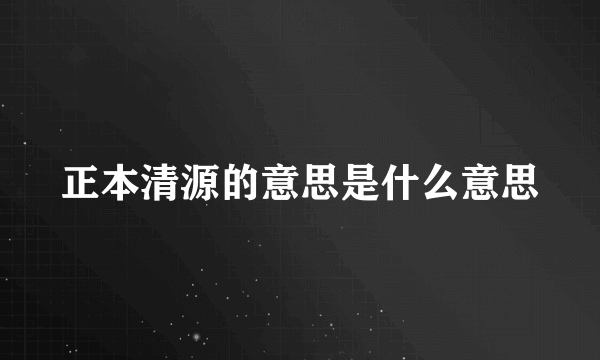 正本清源的意思是什么意思