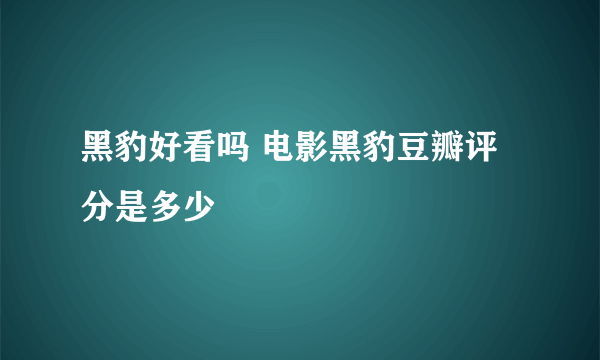 黑豹好看吗 电影黑豹豆瓣评分是多少