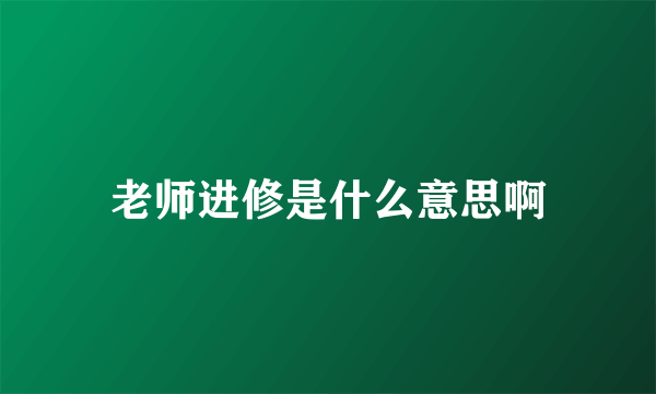 老师进修是什么意思啊