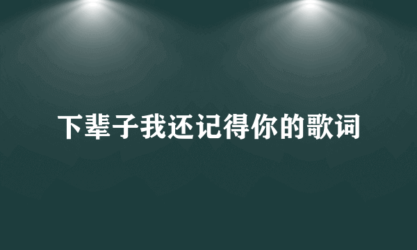 下辈子我还记得你的歌词