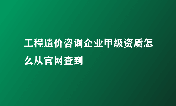 工程造价咨询企业甲级资质怎么从官网查到