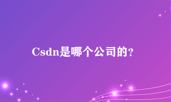 Csdn是哪个公司的？