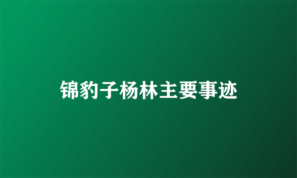 锦豹子杨林主要事迹