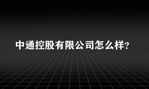 中通控股有限公司怎么样？