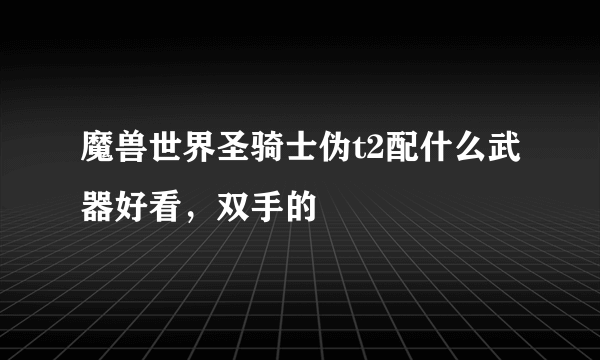 魔兽世界圣骑士伪t2配什么武器好看，双手的