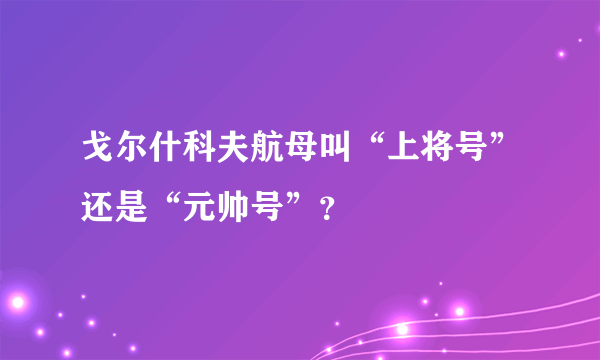 戈尔什科夫航母叫“上将号”还是“元帅号”？