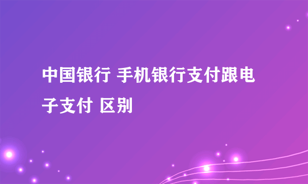 中国银行 手机银行支付跟电子支付 区别