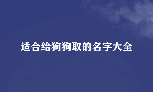 适合给狗狗取的名字大全