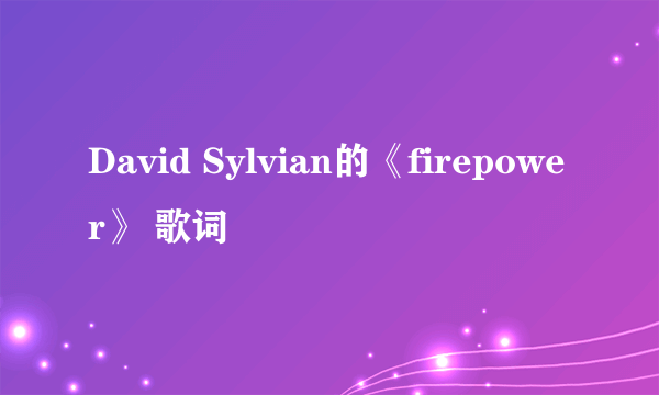 David Sylvian的《firepower》 歌词