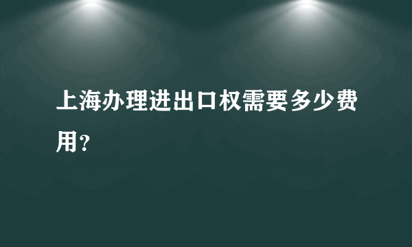 上海办理进出口权需要多少费用？