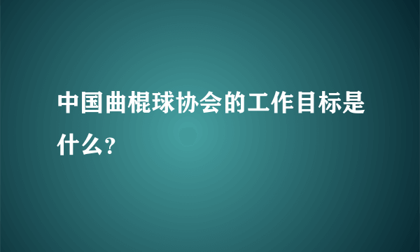 中国曲棍球协会的工作目标是什么？