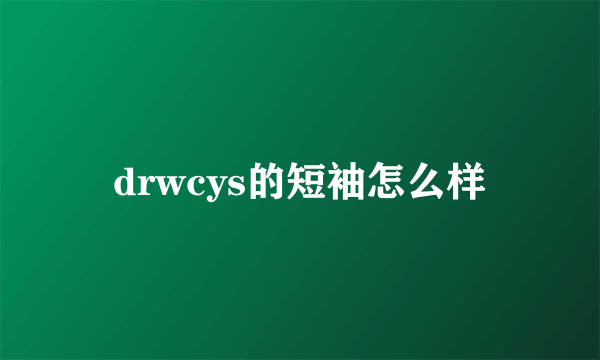 drwcys的短袖怎么样