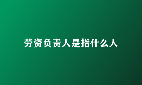 劳资负责人是指什么人