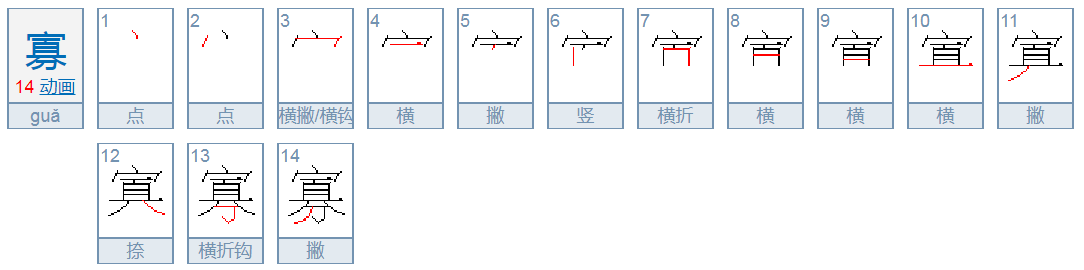 寡的笔顺