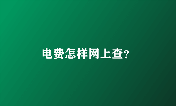 电费怎样网上查？