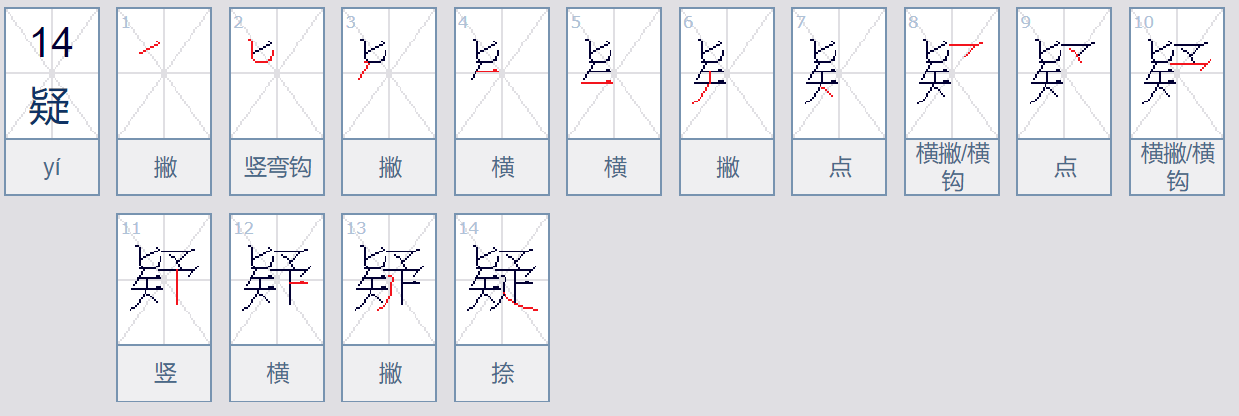 疑字的笔顺怎么写