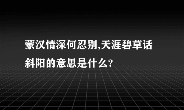 蒙汉情深何忍别,天涯碧草话斜阳的意思是什么?