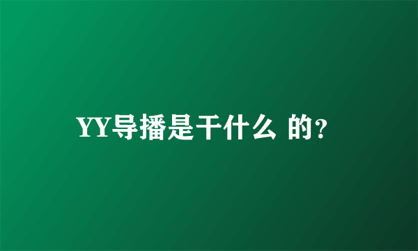 YY导播是干什么 的？