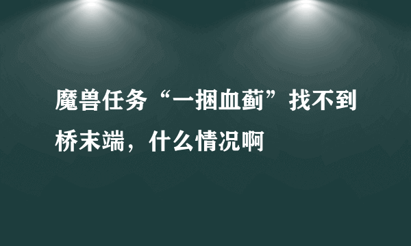 魔兽任务“一捆血蓟”找不到桥末端，什么情况啊