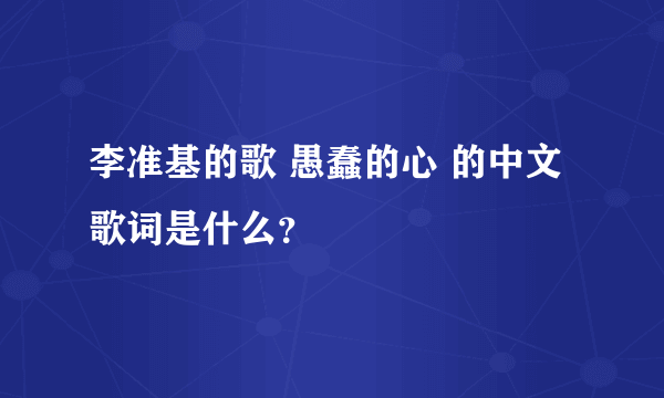 李准基的歌 愚蠢的心 的中文歌词是什么？