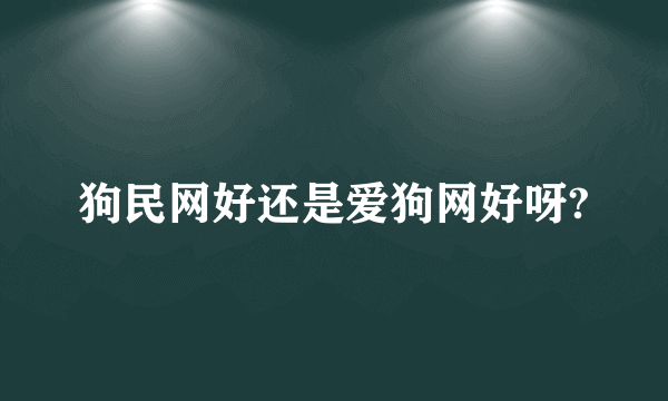 狗民网好还是爱狗网好呀?