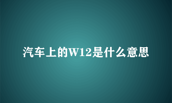 汽车上的W12是什么意思