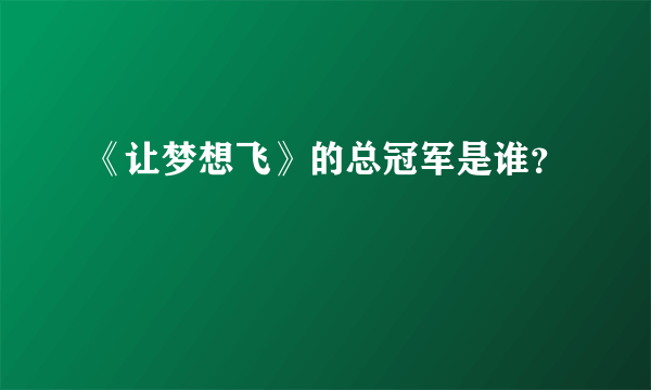 《让梦想飞》的总冠军是谁？