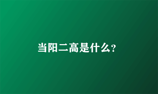 当阳二高是什么？