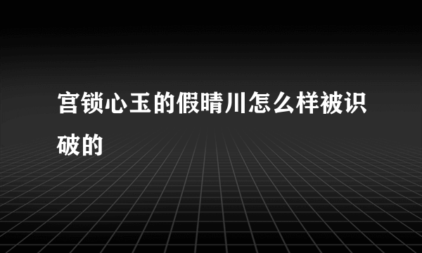 宫锁心玉的假晴川怎么样被识破的