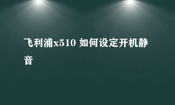 飞利浦x510 如何设定开机静音