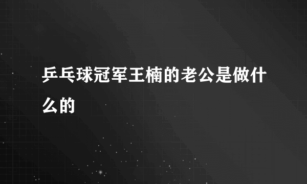 乒乓球冠军王楠的老公是做什么的