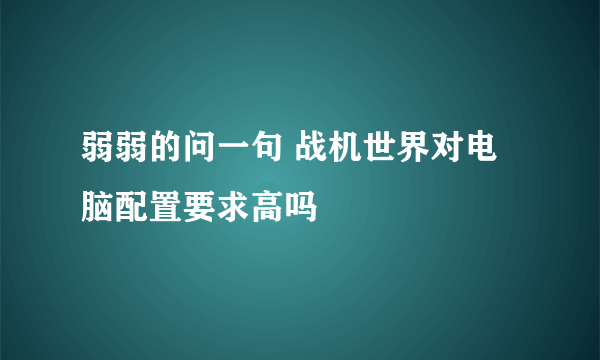 弱弱的问一句 战机世界对电脑配置要求高吗