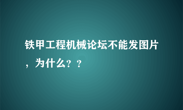 铁甲工程机械论坛不能发图片，为什么？？