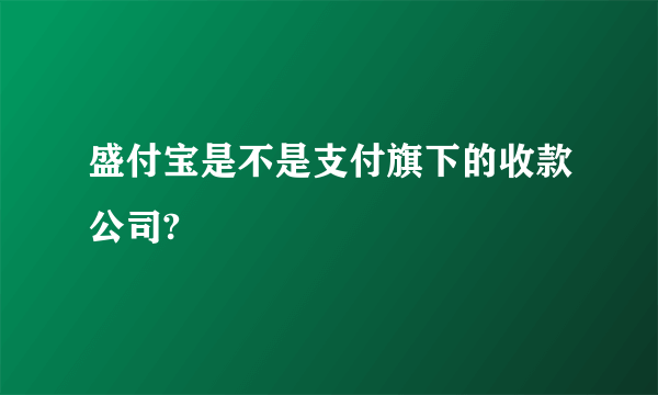 盛付宝是不是支付旗下的收款公司?